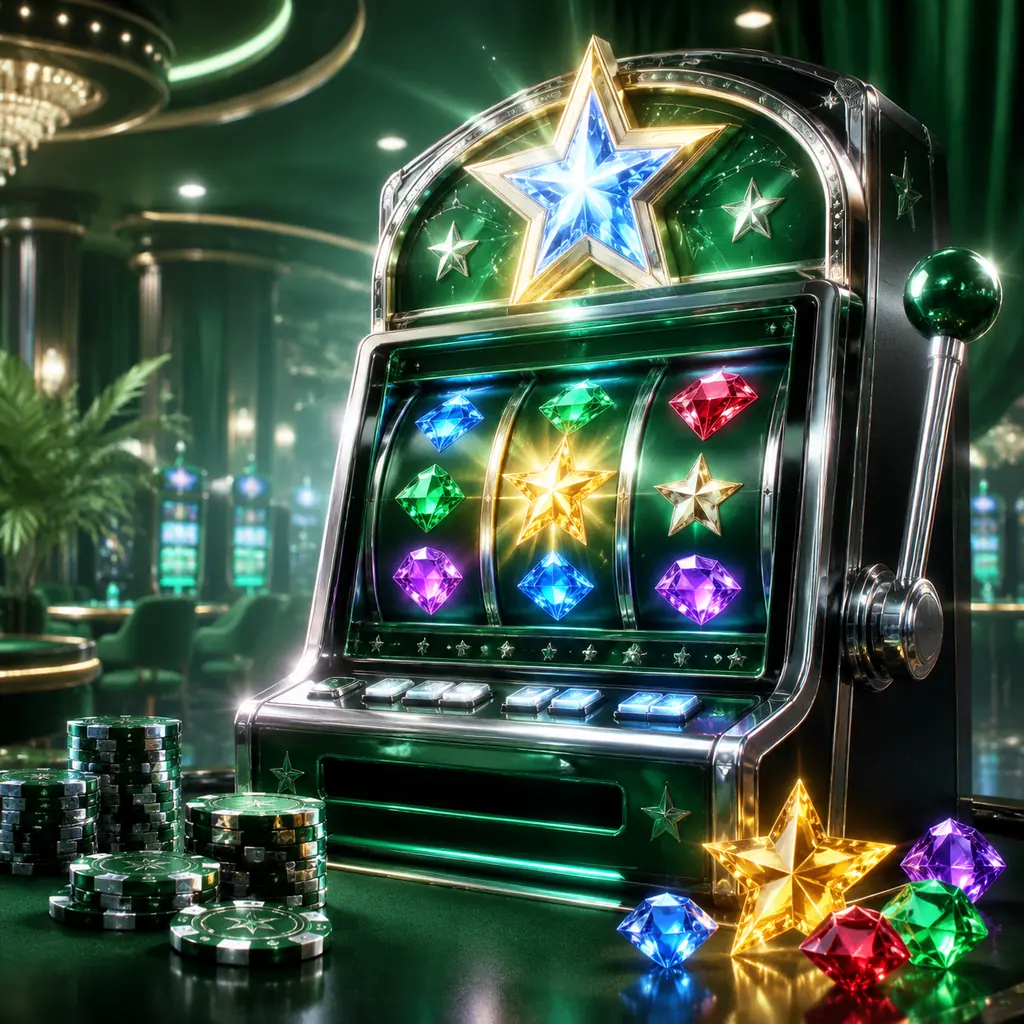 Mesin slot bertema permata dalam ruang kasino